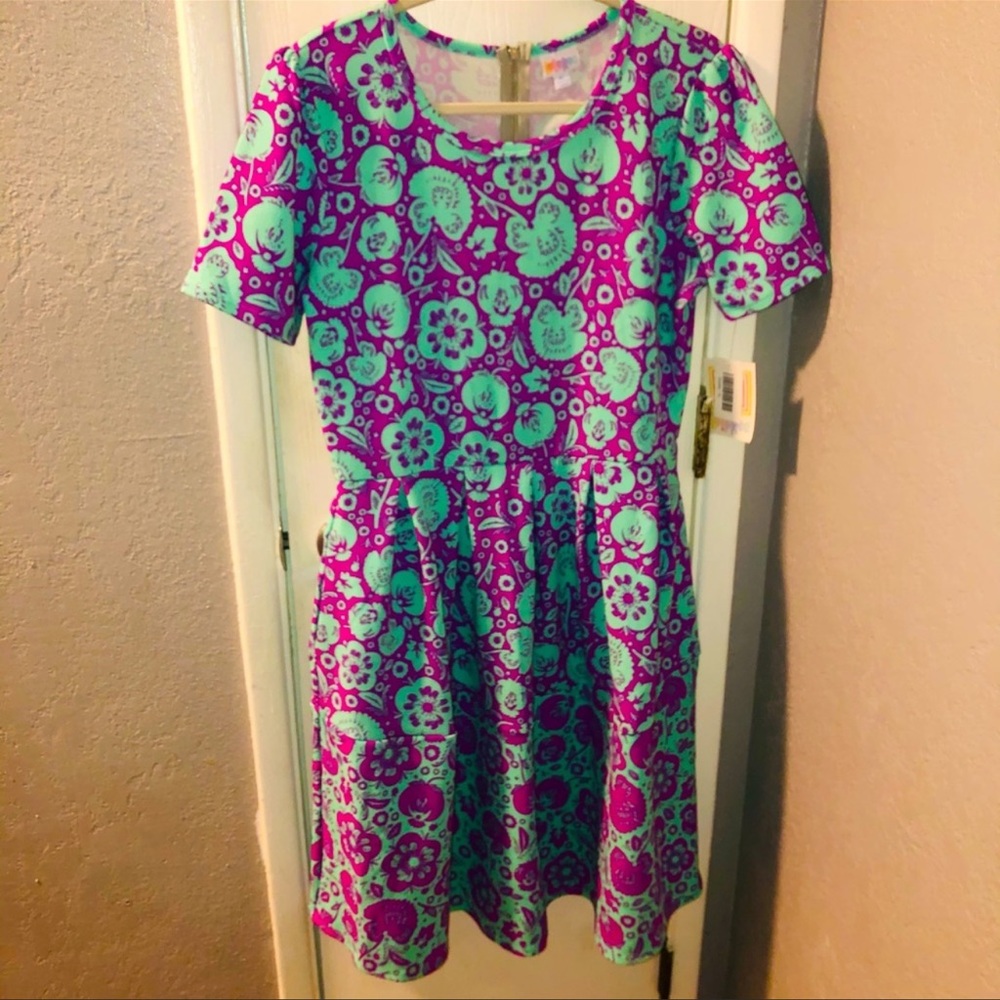 LULAROE Amelia Flower Print Dress Sz XL NWT